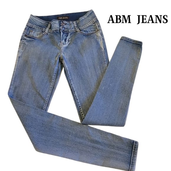 ABM Jeans Denim - ABM Jeans -Low Rise Skinny Double Button Fly Slightly Distressed Jeans - SZ 7